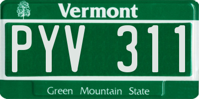 VT license plate PYV311