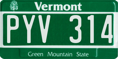 VT license plate PYV314
