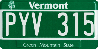 VT license plate PYV315