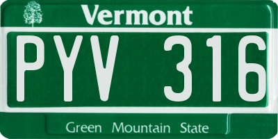 VT license plate PYV316