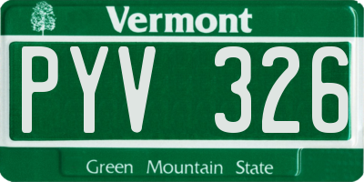 VT license plate PYV326