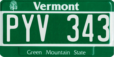 VT license plate PYV343