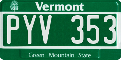 VT license plate PYV353