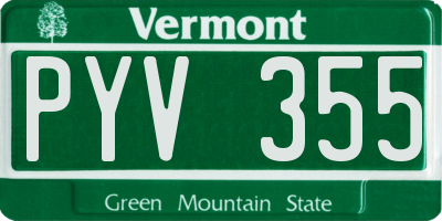 VT license plate PYV355