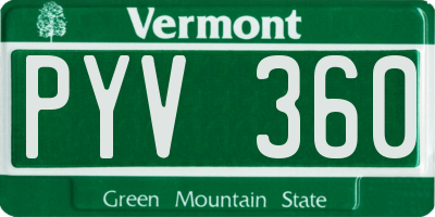 VT license plate PYV360