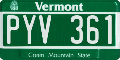 VT license plate PYV361