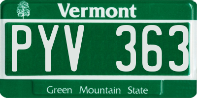 VT license plate PYV363