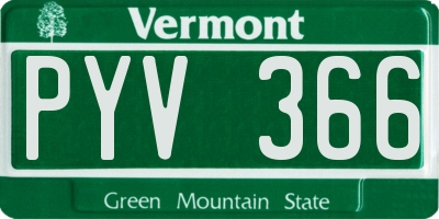 VT license plate PYV366