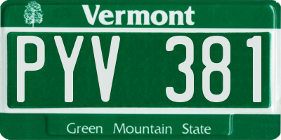 VT license plate PYV381