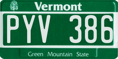VT license plate PYV386