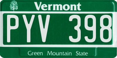 VT license plate PYV398