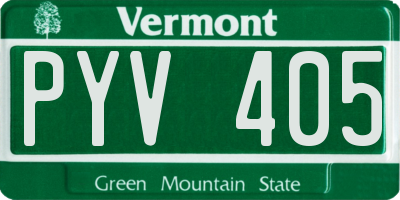 VT license plate PYV405