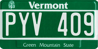 VT license plate PYV409