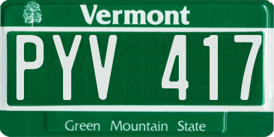 VT license plate PYV417