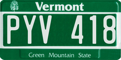 VT license plate PYV418