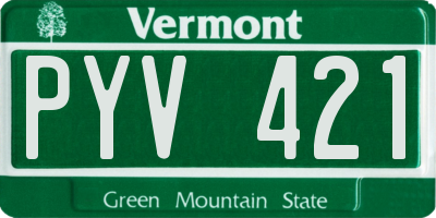 VT license plate PYV421