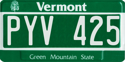 VT license plate PYV425
