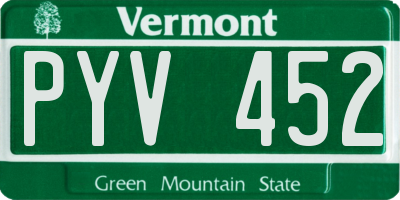 VT license plate PYV452