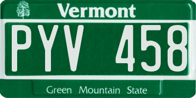 VT license plate PYV458