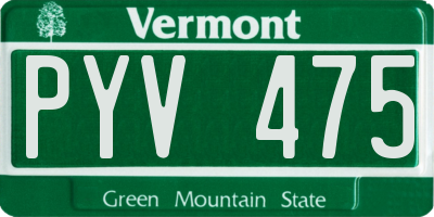 VT license plate PYV475