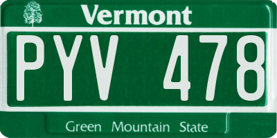 VT license plate PYV478