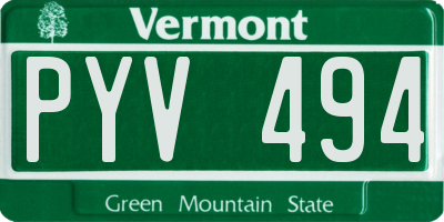 VT license plate PYV494
