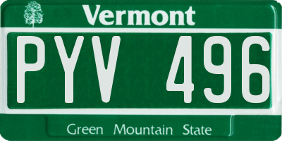 VT license plate PYV496