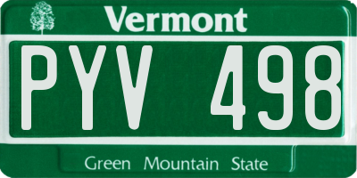 VT license plate PYV498