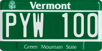 VT license plate PYW100