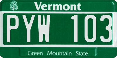 VT license plate PYW103