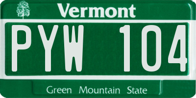 VT license plate PYW104