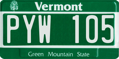 VT license plate PYW105