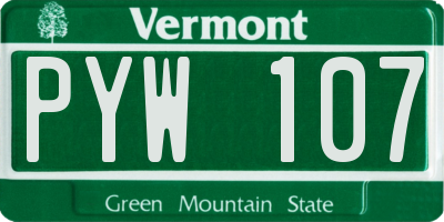 VT license plate PYW107