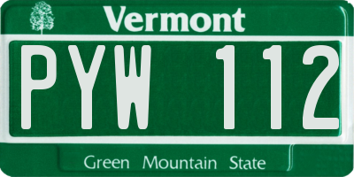 VT license plate PYW112