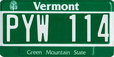 VT license plate PYW114