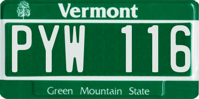 VT license plate PYW116