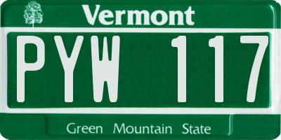 VT license plate PYW117