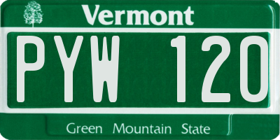 VT license plate PYW120