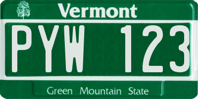 VT license plate PYW123