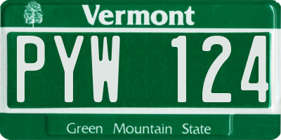 VT license plate PYW124