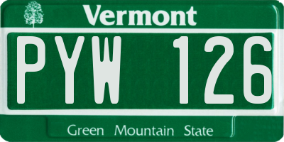 VT license plate PYW126