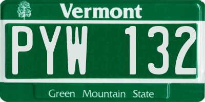 VT license plate PYW132