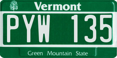 VT license plate PYW135