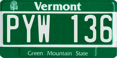 VT license plate PYW136