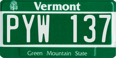 VT license plate PYW137