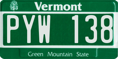 VT license plate PYW138