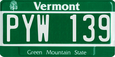 VT license plate PYW139