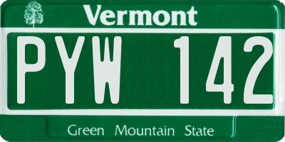 VT license plate PYW142