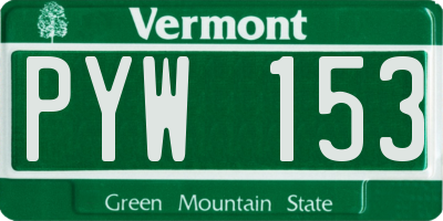 VT license plate PYW153