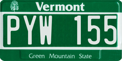 VT license plate PYW155